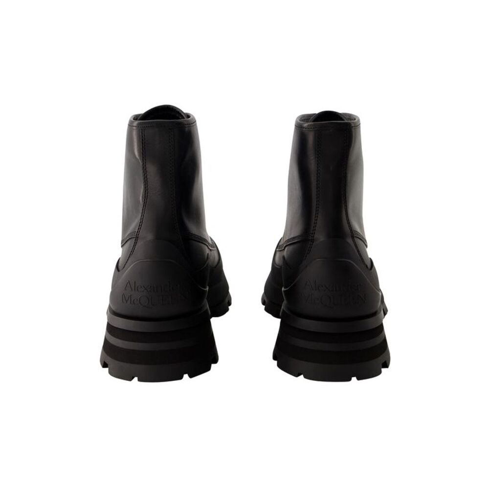 Alexander Mcqueen LaceUp Leather Boots Men black | black Ankle Boots - Picture 3 of 4